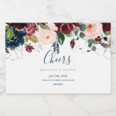 Étiquettes romantiques de Bourgogne, rose et bleu  (Étiquettes simples)