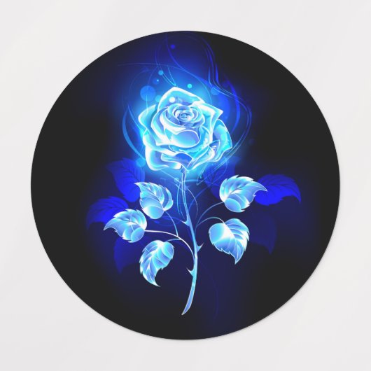 Étiquettes Rose bleu brûlant (Design 1)