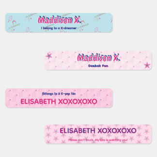 Étiquettes Rose et bleu, joli texte personnalisé pour filles,