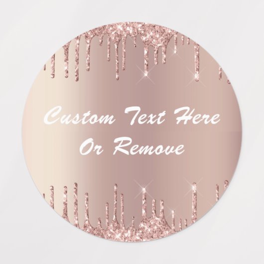 Étiquettes Rose Gold Parties scintillant Sparkle Nom de texte (Design 3)