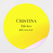 Étiquettes rose jaune abstrait ajouter nom titre texte motif (Design 2)