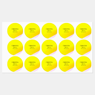Étiquettes rose jaune abstrait ajouter nom titre texte motif