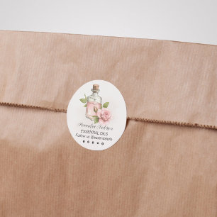 Étiquettes Rose naturel Huiles essentielles Aquarelle Florale