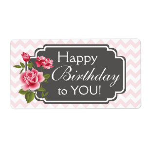 Étiquettes roses d'anniversaire de cru