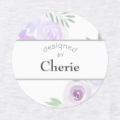 Étiquettes Roses D'Aquarelle Violet Conçus Par Fer Sur (Design 2)