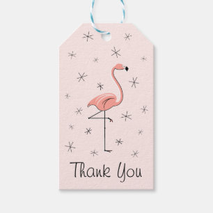 Étiquettes roses de cadeau de Merci de Flamant