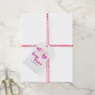 Étiquettes roses de cadeau de Saint-Valentin de