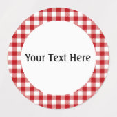 Étiquettes Rouge Plaid, Rouge En vichy étanche (Design 1)