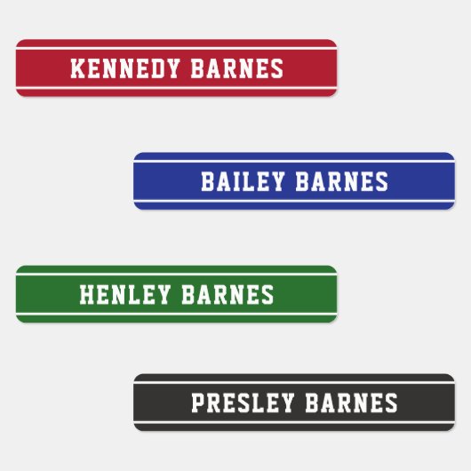 Étiquettes Rouge Vert Bleu Noir Sporty Retour À Nom De L'Écol (Groupe)