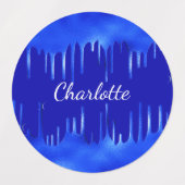 Étiquettes Royal blue drips nom fille (Design 1)