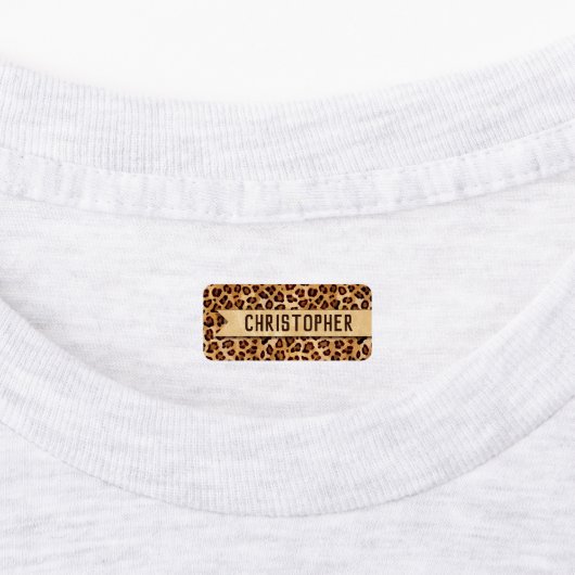Étiquettes Rustic Texture Empreinte de léopard Ajouter un nom (Apposé)
