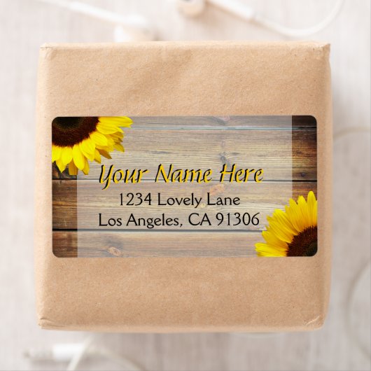 Étiquettes rustiques de tournesol (En situation)