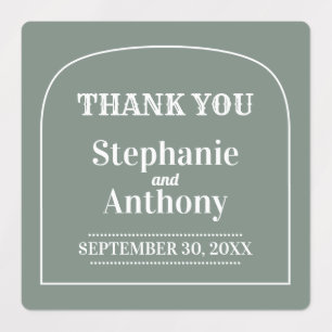 Étiquettes Sage Green Bohemian Retro Arch Merci Mariage