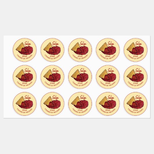 Étiquettes Salsa De Tomate Chaude Maison Canning De La Maison (Feuille)