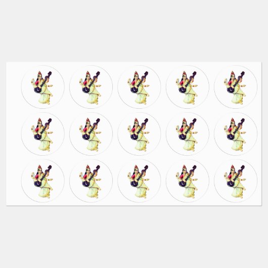 Étiquettes Saraswati, déesse hindoue (Feuille)