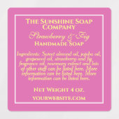Étiquettes Savon rose-jaune imperméable ingrédients cosmétiqu (Design 1)