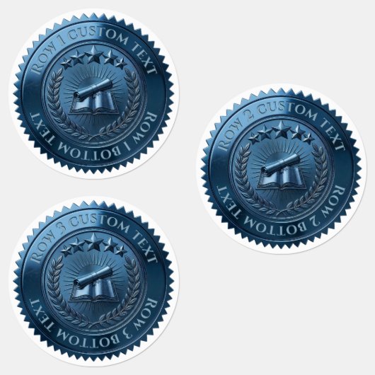 Étiquettes Sceau de certificat en feuille bleue 3D modifiable (Groupe)