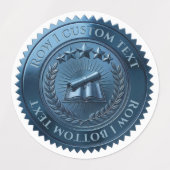 Étiquettes Sceau de certificat en feuille bleue 3D modifiable (Design 1)