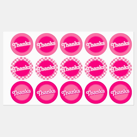 Étiquettes Sceau rose Retro Malibu | (Feuille)