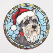 Étiquettes Schnauzer miniature en verre tendu Noël (Design 2)