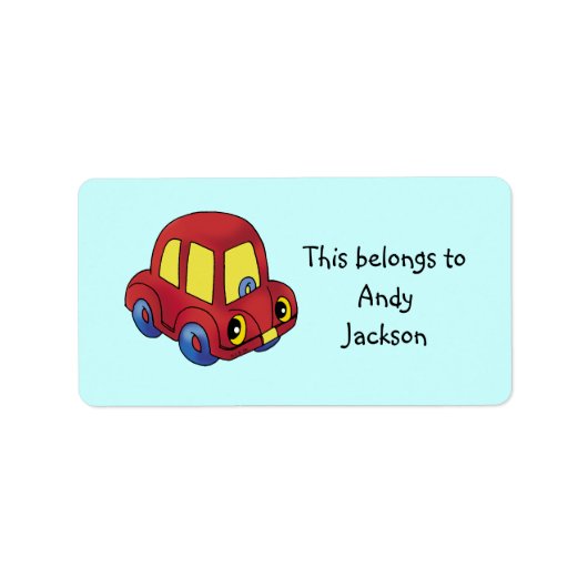 Étiquettes scolaires (voiture-jouets) (Devant)