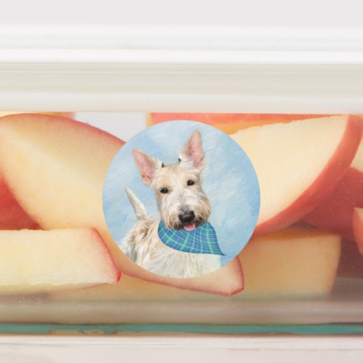 Étiquettes Scottish Terrier Wheaten Dog Painting Art original (Apposé)