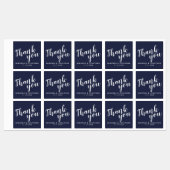 Étiquettes Script moderne Marine Blue Wedding Favor Merci (Feuille)