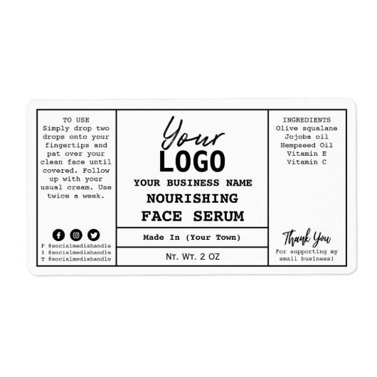 Étiquettes sériques minimalistes blancs (Devant)