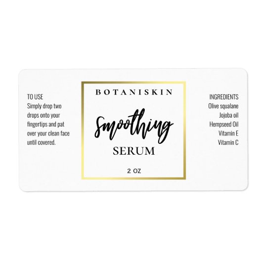Étiquettes Sérum Blanc Et Or Moderne (Devant)