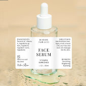 Étiquettes Sérum Minimal Modern pour le visage Flacon 30 ml É