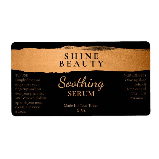 Étiquettes Sérum Noir Et Bronze (Devant)