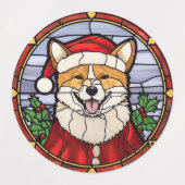 Étiquettes Shiba Inu Vitrail Noël (Design 2)
