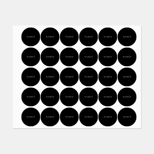 Étiquettes Simple Black Custom Ajouter votre nom Élégant (Feuille)