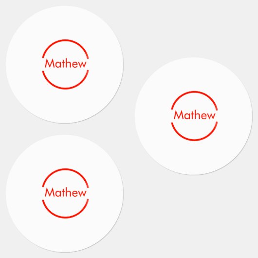 Étiquettes simple cercle rouge ajouter votre nom lettre texte (Groupe)