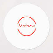Étiquettes simple cercle rouge ajouter votre nom lettre texte (Design 1)