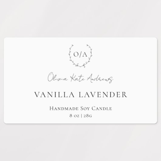 Étiquettes Simple classique Monogramme Wreath Élégant (Design 1)