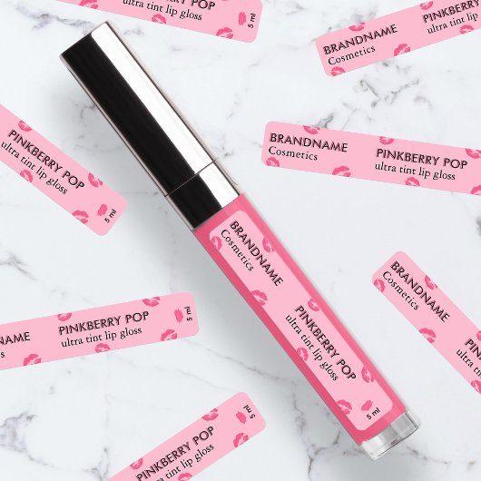 Étiquettes Simple Cute Pink Berry Pop Custom Lip Gloss & Tint