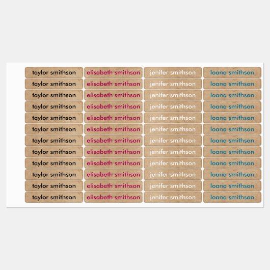 Étiquettes Simple Différentes Couleurs Base Ajouter Votre Nom (Feuille)