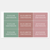 Étiquettes Simple Minimal Rose & Vert Ajouter Votre Nom École (Feuille)