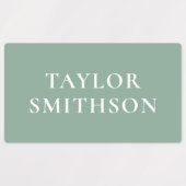 Étiquettes Simple Minimal Rose & Vert Ajouter Votre Nom École (Design 1)