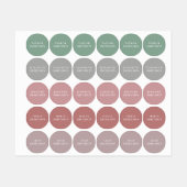Étiquettes Simple Minimal Rose & Vert Ajouter Votre Nom École (Feuille)