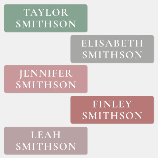 Étiquettes Simple Minimal Rose & Vert Ajouter Votre Nom École (Groupe)