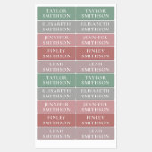Étiquettes Simple Minimal Rose & Vert Ajouter Votre Nom École (Feuille)