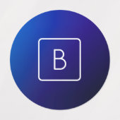 Étiquettes Simple moderne bleu foncé Ombre dégradé et monogra (Design 1)