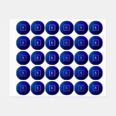 Étiquettes Simple Moderne Dégradé Ombré Bleu Foncé & Monogram (Feuille)