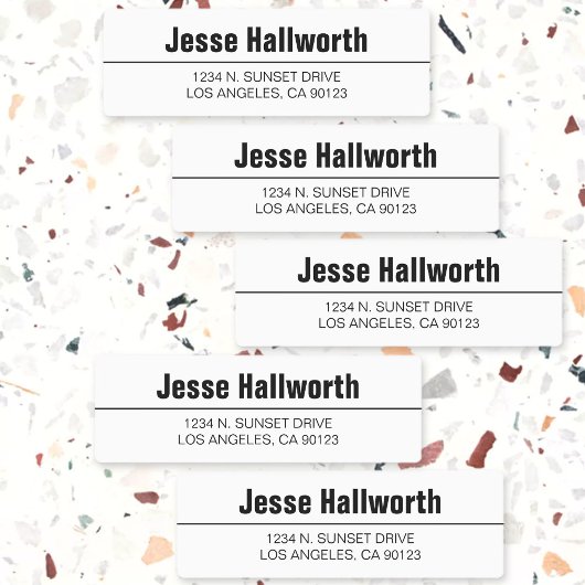 Étiquettes Simple moderne White & Black Waterproof Adresse