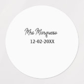 Étiquettes simple monogramme minimal Mme M. nom date année Th (Design 2)