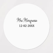 Étiquettes simple monogramme minimal Mme M. nom date année Th (Design 1)