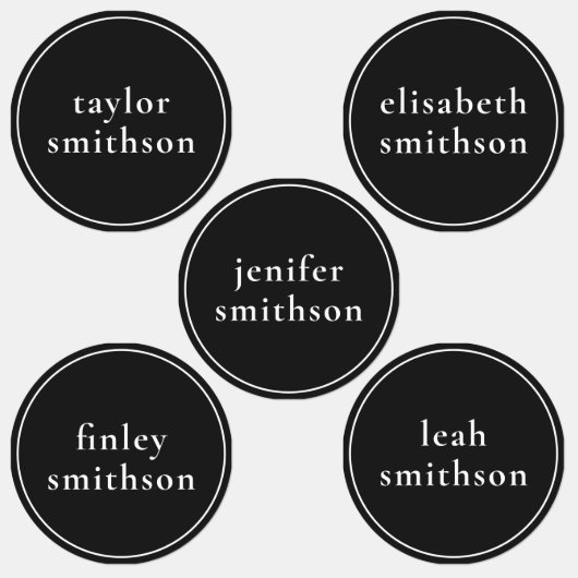 Étiquettes Simple Noir Genre Neutre Ajouter Votre Nom École (Groupe)