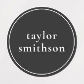 Étiquettes Simple Noir Genre Neutre Ajouter Votre Nom École (Design 1)